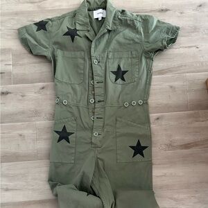 Pistola Olive Green Jumpsuit with Black Stars